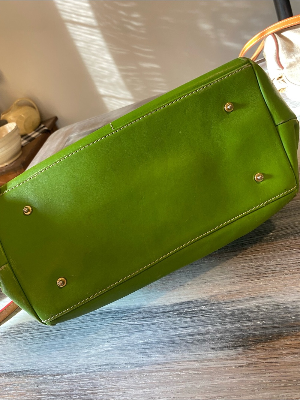 Dooney & Bourke Dillen Double Pocket Satchel green leather wallet key chain - Picture 14 of 16